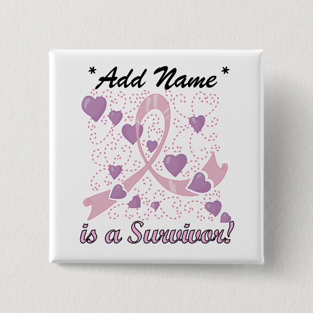 Bóton Quadrado 5.08cm Botão quadrado BC do sobrevivente customizável (Frente)