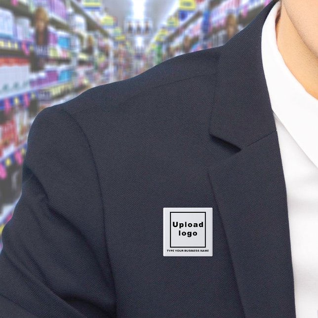 Bóton Quadrado 5.08cm Botão Quadrado Branco do Nome de Empresa e Logotip (Build brand name awareness. Your business name and logo on white square button.)