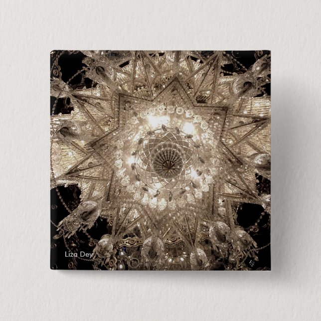 Bóton Quadrado 5.08cm Botão Quadrado 'Cristal' (Frente)