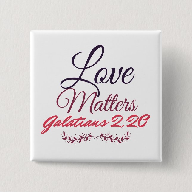 Bóton Quadrado 5.08cm Botão Quadrado de Amor (Frente)