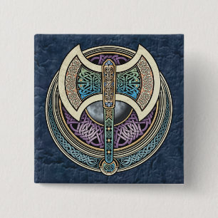 Bóton Quadrado 5.08cm Botão quadrado de Knotwork Labrys