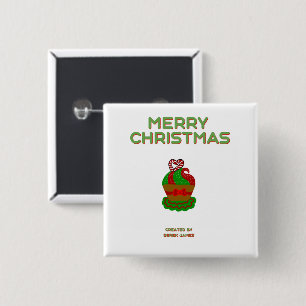 Bóton Quadrado 5.08cm Botão Quadrado do Cupcake de Natal