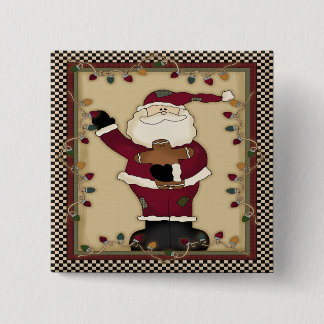 Bóton Quadrado 5.08cm Botão quadrado do papai noel do Natal