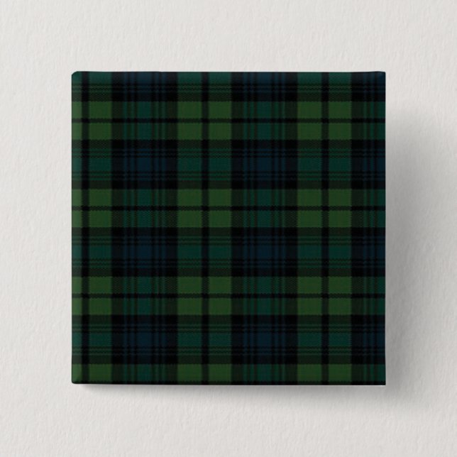 Bóton Quadrado 5.08cm Botão Quadrado do Tecido Tartan (Frente)