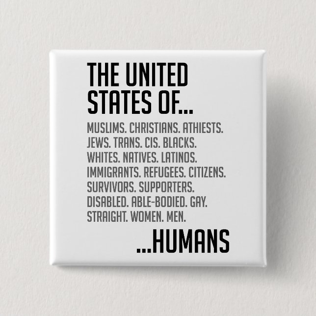 Bóton Quadrado 5.08cm Botão quadrado dos Estados Unidos (Frente)