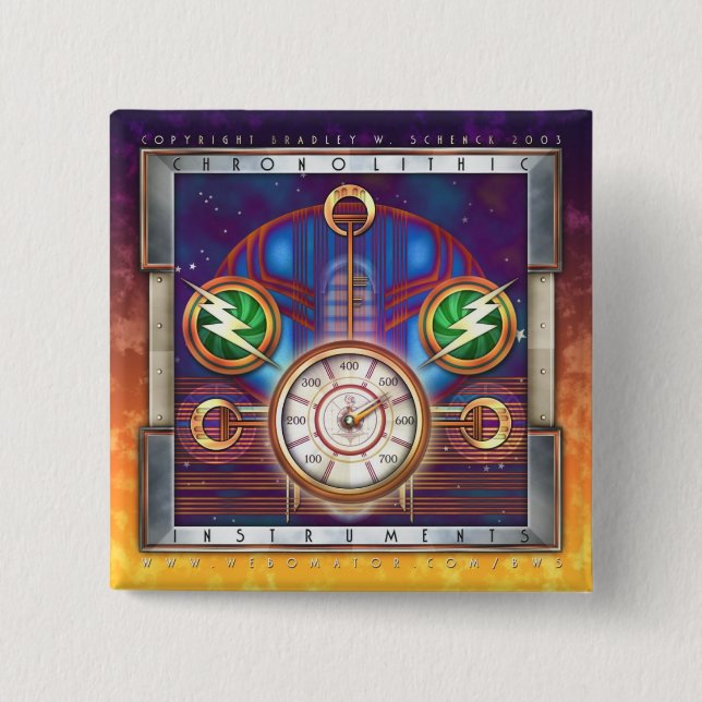 Bóton Quadrado 5.08cm Botão quadrado dos instrumentos de Chronolithic (Frente)