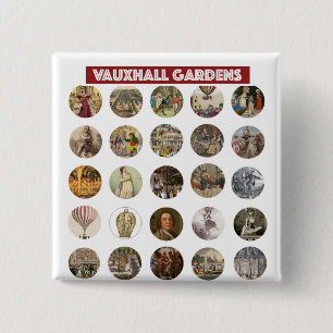 Bóton Quadrado 5.08cm Botão quadrado dos Jardins de Vauxhall