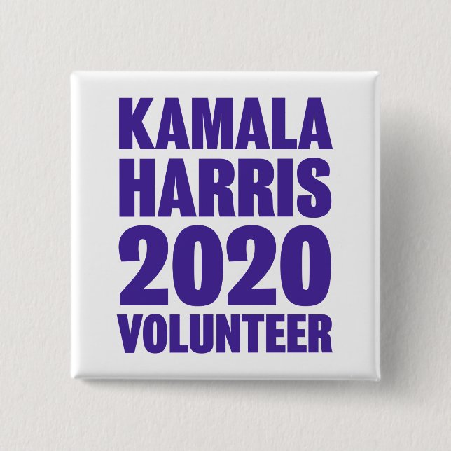 Bóton Quadrado 5.08cm Botão Quadrado Kamala Harris Volunteer 2 polegadas (Frente)