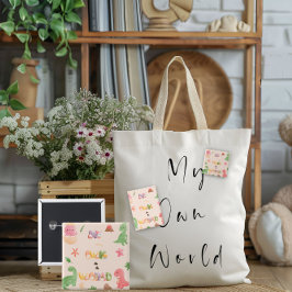 Bóton Quadrado 5.08cm Botão Quadrado | Mundo de Dinossauro Fofo