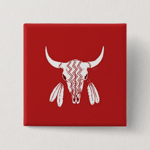 Bóton Quadrado 5.08cm Botão quadrado Red Ghost Dance Buffalo