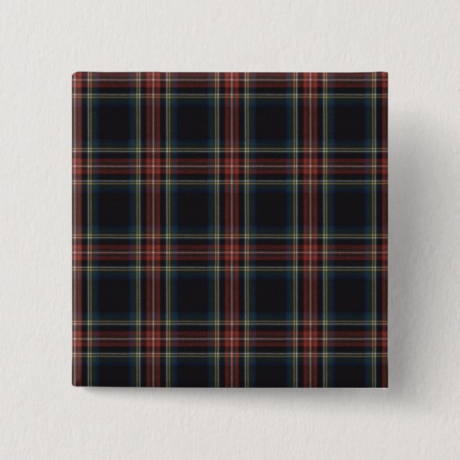 Bóton Quadrado 5.08cm Botão Quadrado Tartan (Frente)