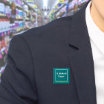 Bóton Quadrado 5.08cm Botão Quadrado Teal do Nome da Empresa e Logotipo<br><div class="desc">Botão quadrado que você pode personalizar para colocar seu nome de empresa e logotipo. Você pode usar este botão como acessório uniforme do seu funcionarios. Você também pode usá-lo como acessório de empacotamento. Você também pode incluí-lo em seus materiais de marketing para anunciar sua empresa ou promover seu nome de...</div>
