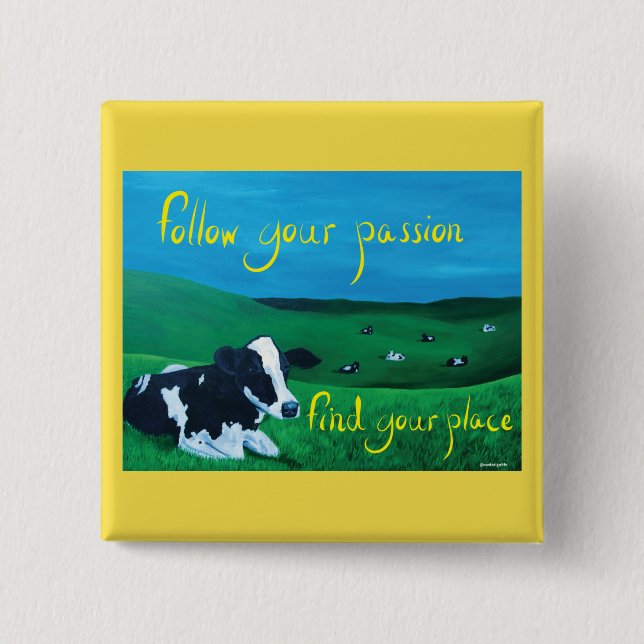 Bóton Quadrado 5.08cm Botão quadrado (vaca) (Frente)