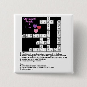 Bóton Quadrado 5.08cm Botão Quebra-cabeça de Palavra Cruzada de Amor