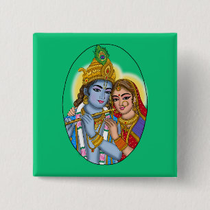 Bóton Quadrado 5.08cm Botão Radha Krishna