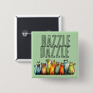 Bóton Quadrado 5.08cm Botão Razzle Dazzle