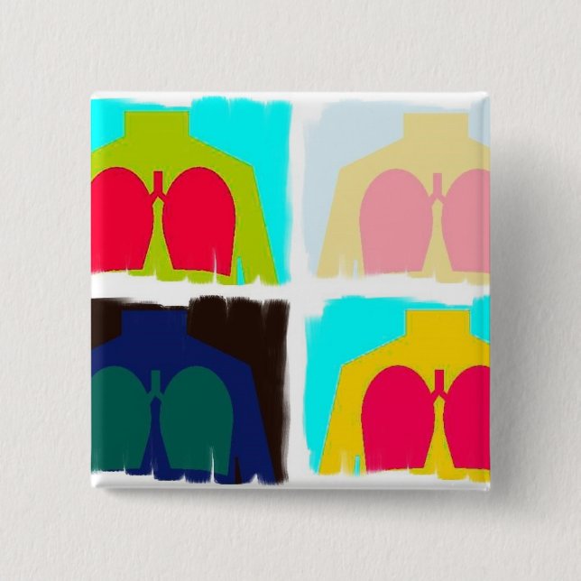 Bóton Quadrado 5.08cm Botão respiratório RT dos pulmões do raio X da (Frente)