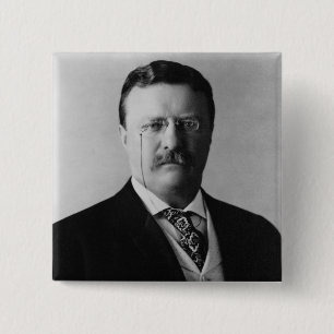 Bóton Quadrado 5.08cm Botão Retrato do Presidente Theodore Roosevelt