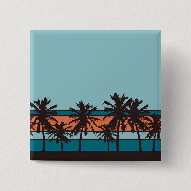 Bóton Quadrado 5.08cm Botão retro da praia (Frente)