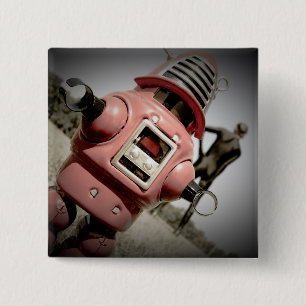 Bóton Quadrado 5.08cm Botão Retro Toy Robby 04