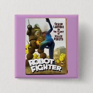 Bóton Quadrado 5.08cm Botão Robot Fighter Pulp Cobrir 2