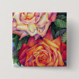 Bóton Quadrado 5.08cm Botão "Rosas"