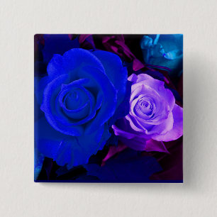 Bóton Quadrado 5.08cm Botão Rosas Roxo Azul - Personalizável