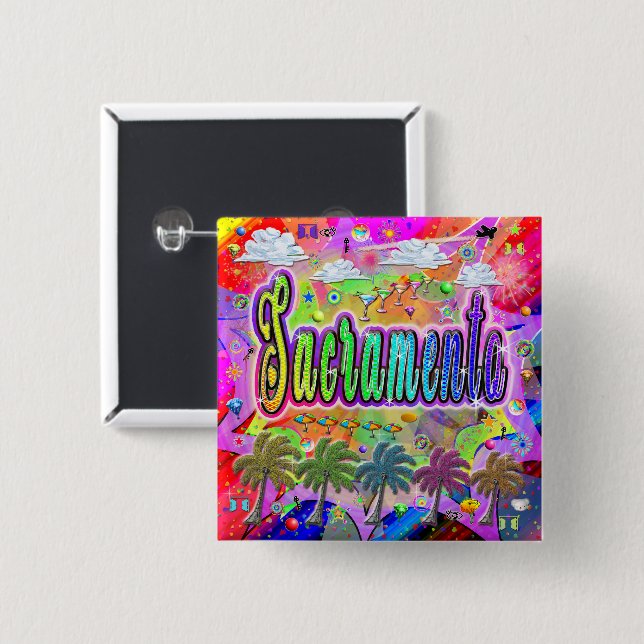 Bóton Quadrado 5.08cm Botão Sacramento Vista Express (Frente & Verso)