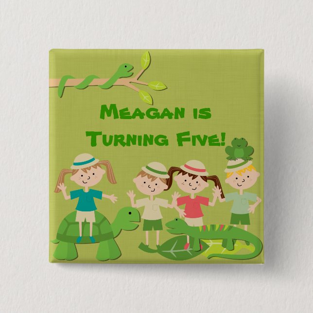 Bóton Quadrado 5.08cm Botão Safari Personalizado (Frente)