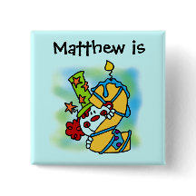 Botão segundo aniversário Palheta Amarelo/Azul