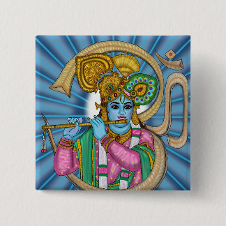 Bóton Quadrado 5.08cm Botão Senhor Krishna