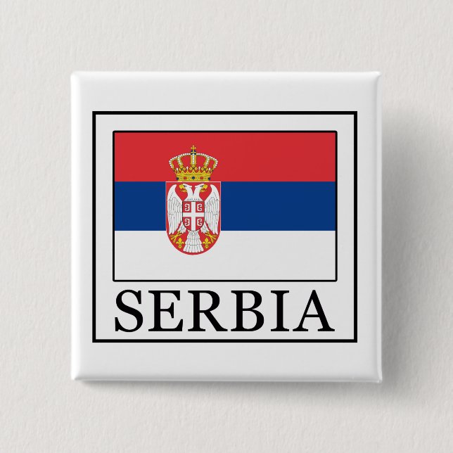 Bóton Quadrado 5.08cm Botão Sérvia (Frente)