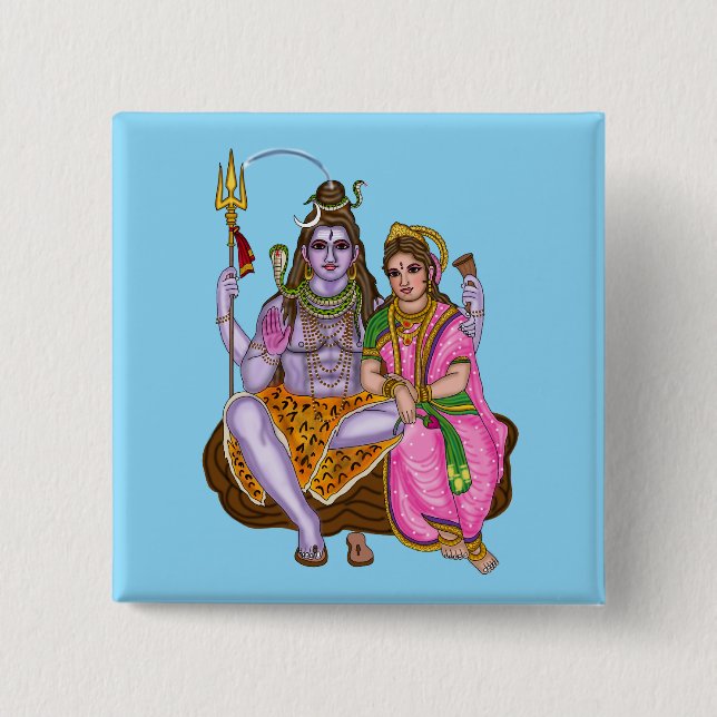Bóton Quadrado 5.08cm Botão Shiva Parvati (Frente)