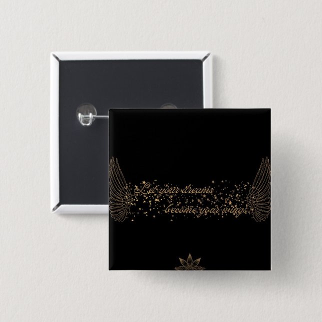 Bóton Quadrado 5.08cm Botão Sonhar Asas (Frente & Verso)