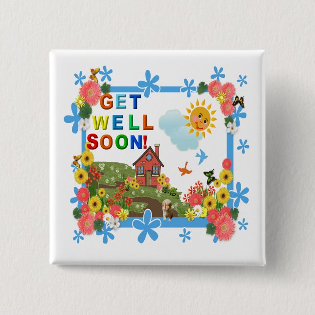 Bóton Quadrado 5.08cm Botão SORRINDO SN Obter Bem (Frente)