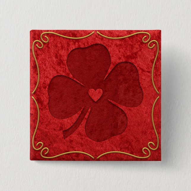 Bóton Quadrado 5.08cm Botão Sortudo (Frente)