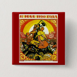 Bóton Quadrado 5.08cm Botão soviético do primeiro de Maio 1920