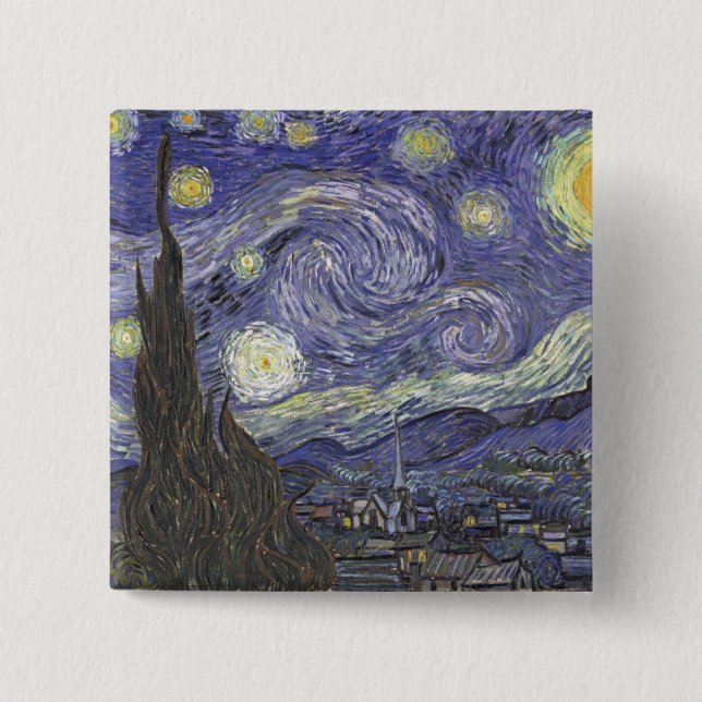 Bóton Quadrado 5.08cm Botão Starry Night (Frente)