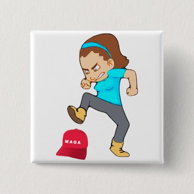 Bóton Quadrado 5.08cm Botão Stomp Out MAGA (Frente)