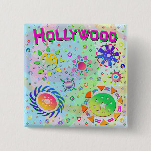 Bóton Quadrado 5.08cm Botão Suns e Energia de Hollywood Suns