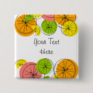 Bóton Quadrado 5.08cm Botão Texto Citrus