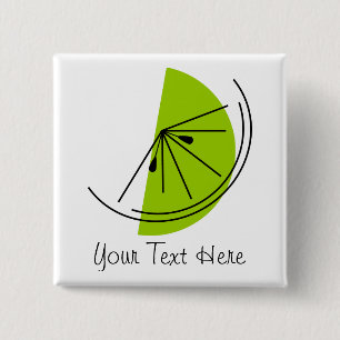 Bóton Quadrado 5.08cm Botão Texto do Limão Citrus