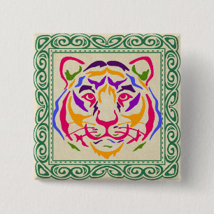 Bóton Quadrado 5.08cm Botão Tigre