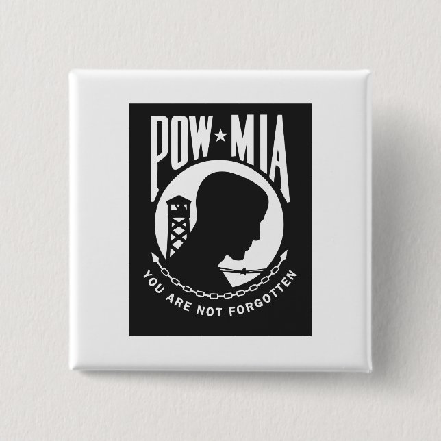 Bóton Quadrado 5.08cm Botão traseiro do pino POW MIA (Frente)