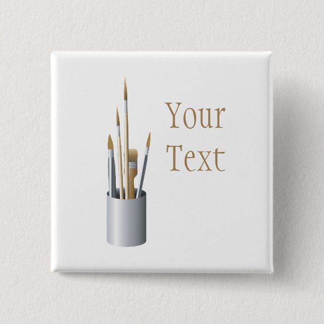 Bóton Quadrado 5.08cm Botão Traseiro dos Pincéis do Artista (Frente)