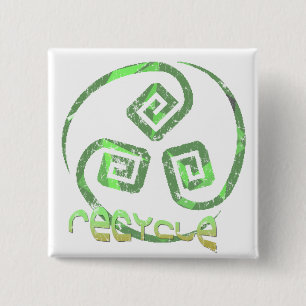 Bóton Quadrado 5.08cm Botão tribal do reciclar