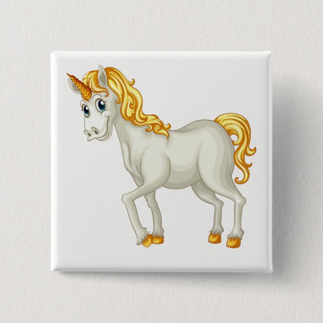 Bóton Quadrado 5.08cm botão Unicorn (Frente)