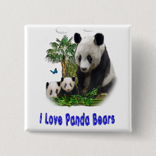 Bóton Quadrado 5.08cm Botão Urso Panda