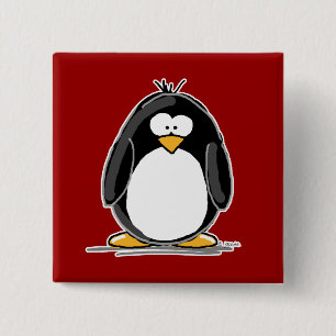 Bóton Quadrado 5.08cm Botão vermelho do pinguim