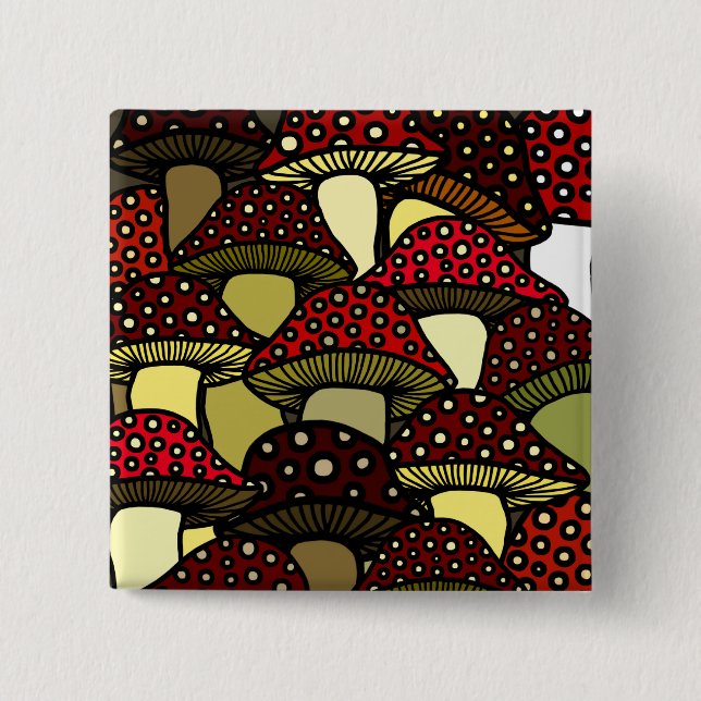 Bóton Quadrado 5.08cm Botão vermelho dos cogumelos (Frente)